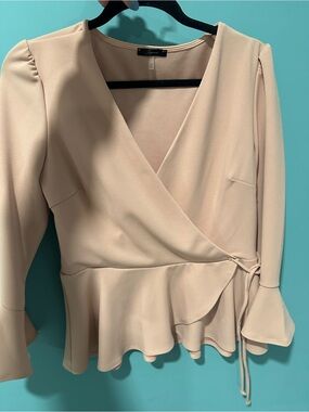 Women's Blush pink Wrap Peplum Top
